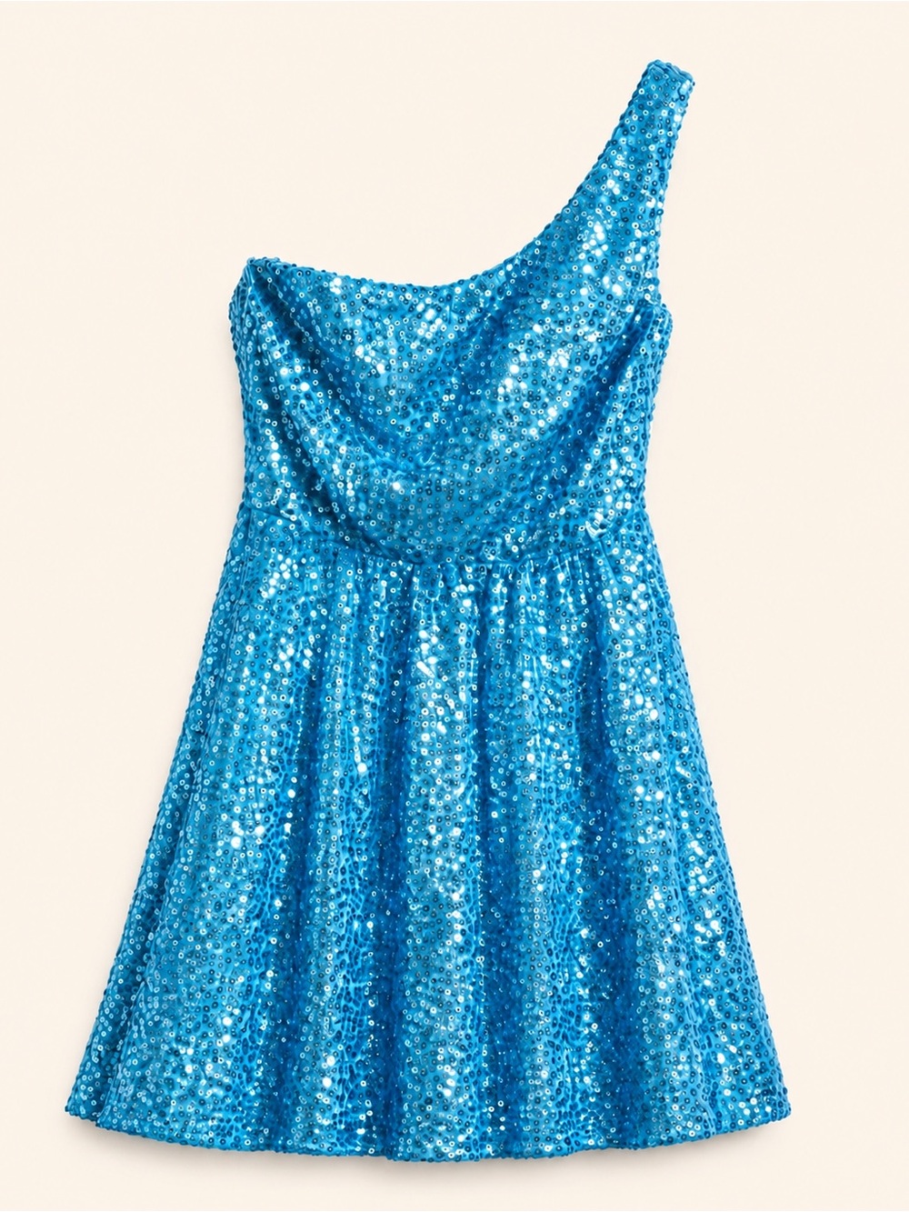 Jodi Kristopher Aqua Blue Sequin One Shoulder Party Dress Size 5 NWT
